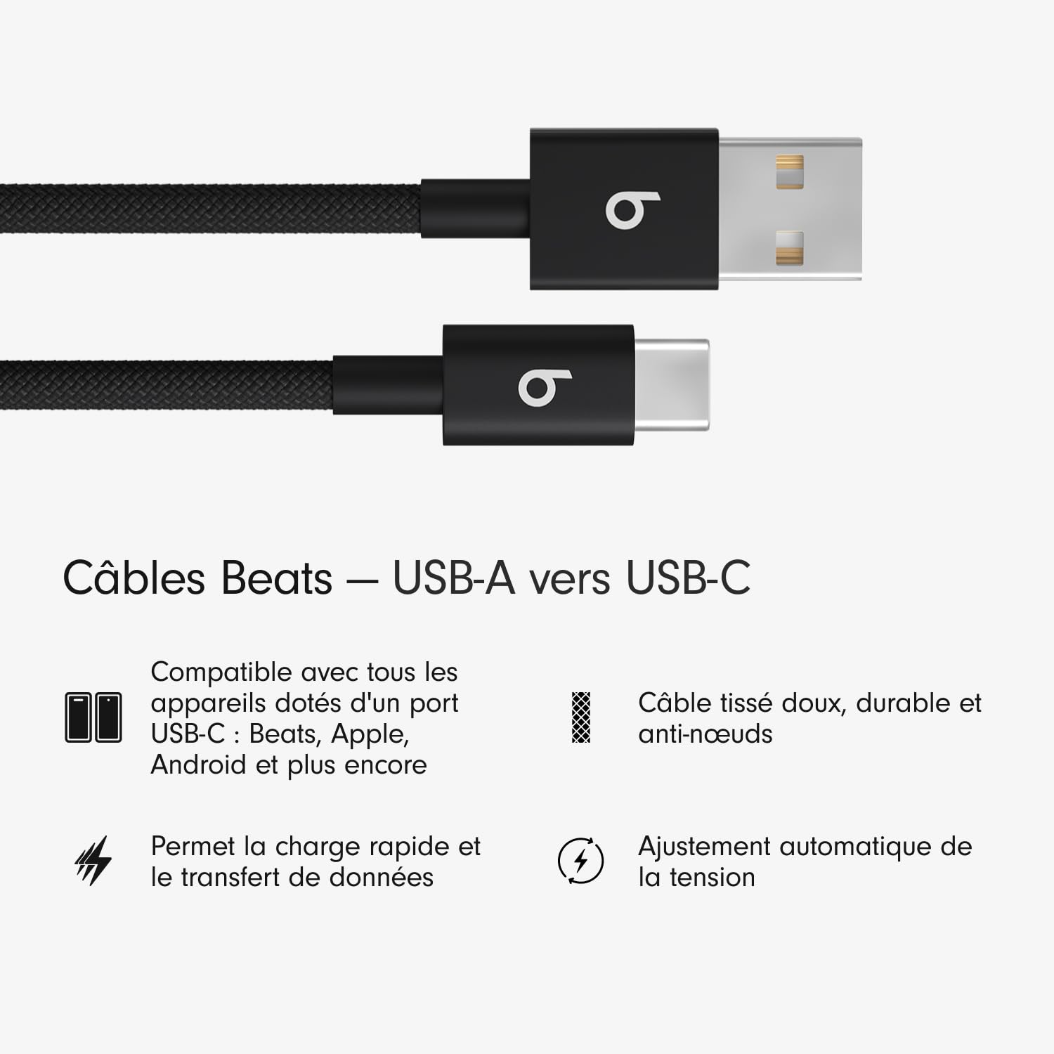 beats-c-ble-usb-a-vers-usb-c-tiss-charge-rapide-15-w-1-5-m-noir-intense image 2