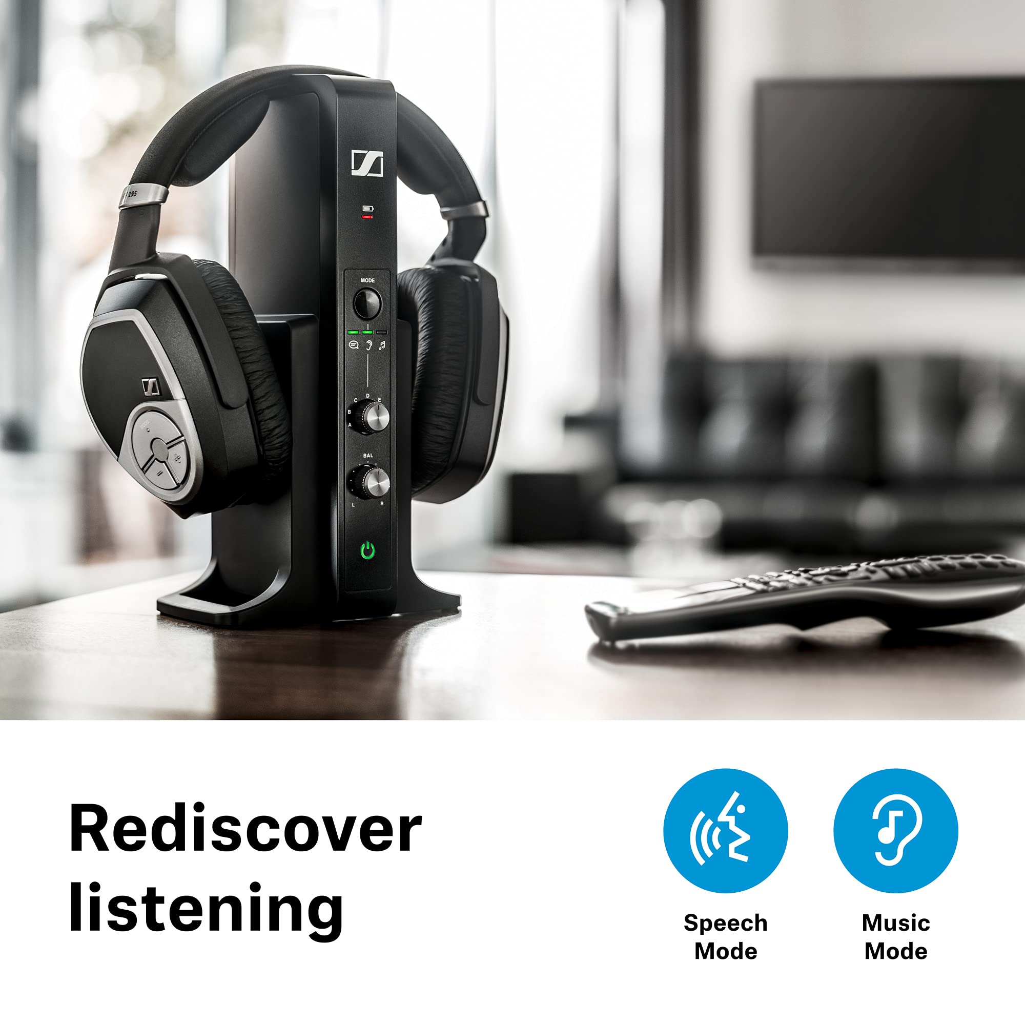 sennheiser-rs-195-casque-tv-sans-fil-avec-station-de-base-modes-parole-et-musiqu image 2